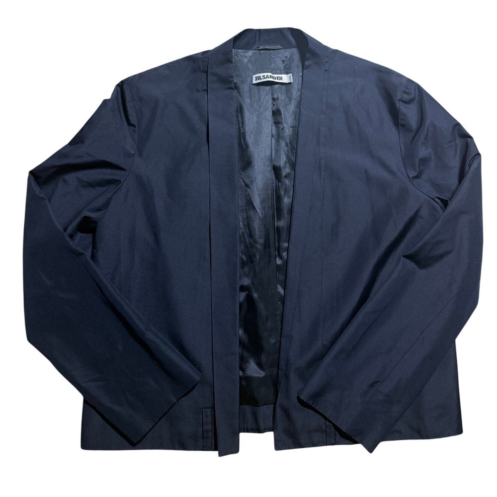 Jil Sander Open Front Blazer Navy IT 40 US 4 Minimalist Career Boxy Structured